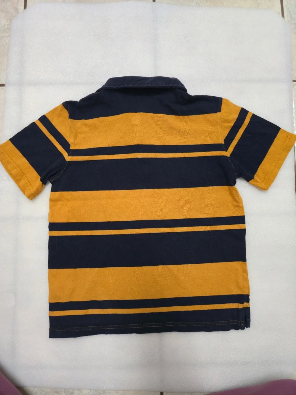 Gap kids Collar Tee Stripe Yellow Navy Size M (8)